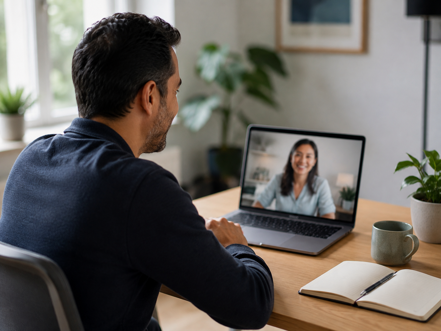 Client interviewing a candidate over video call